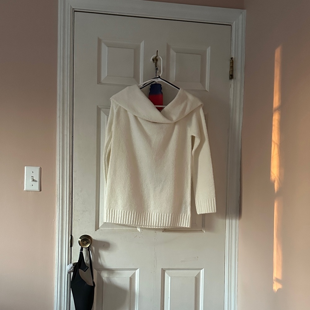Forever 21 Cream Cowl-Neck Knit Sweater